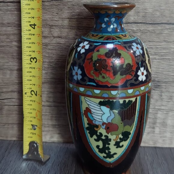 Cloissone vase with dragon and phoenix motif - Picture 4 of 5